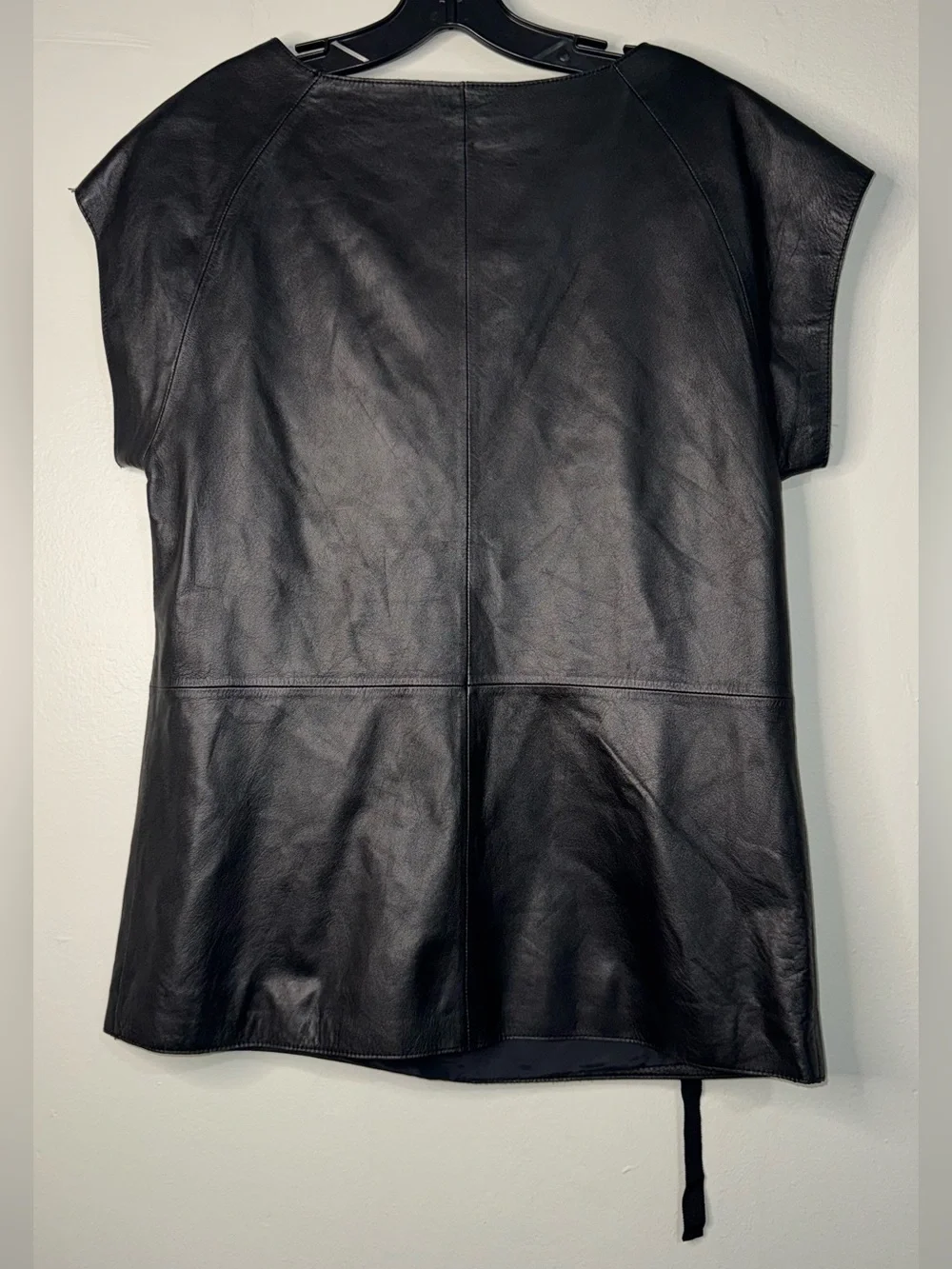 Tory Burch Black Leather Top with Gold Stud Accents